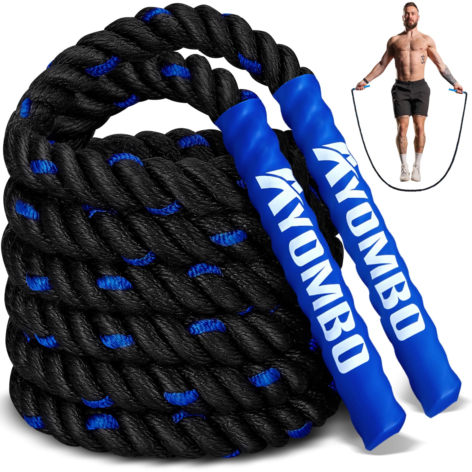 Jump Rope, Weighted Jump Rope for Fitness, Boxing Equipment Jump Ropes for Men Women, Battle Skipping Ropes for Exercise, Suitable for Boxing, Cardio, Training Muscle Speed Home Gym Workout Equipment 1LB