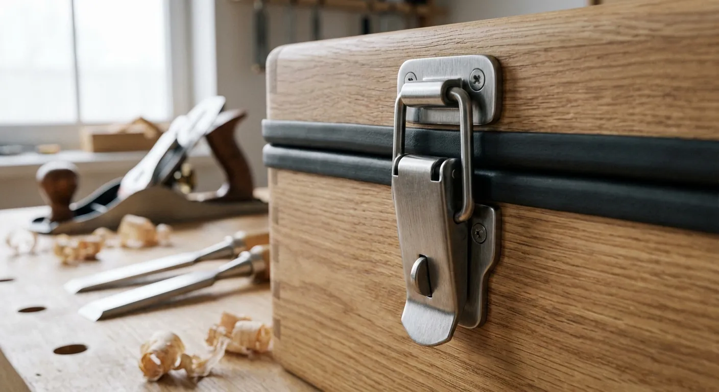 close up of tool box latches and seals