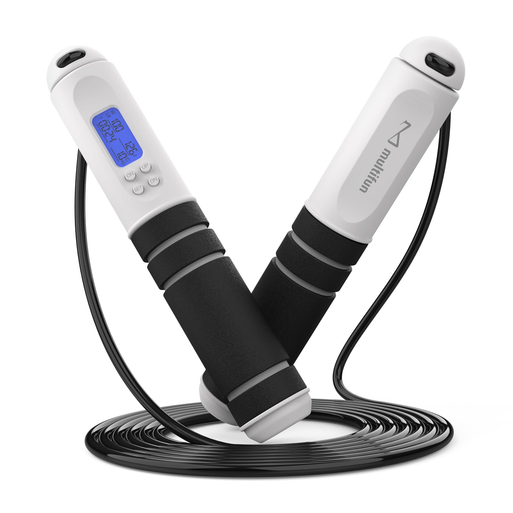multifun Digital Jump Rope with Smart Counter & Timer - Adjustable Speed Skipping Rope for Fitness, Weight Loss, Boxing, MMA - Tangle-Free Ball Bearings & Anti-Slip Handles for Men, Women, Kids