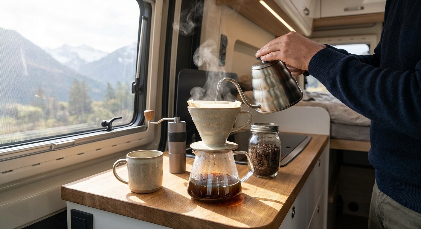product in use on a camper van countertop