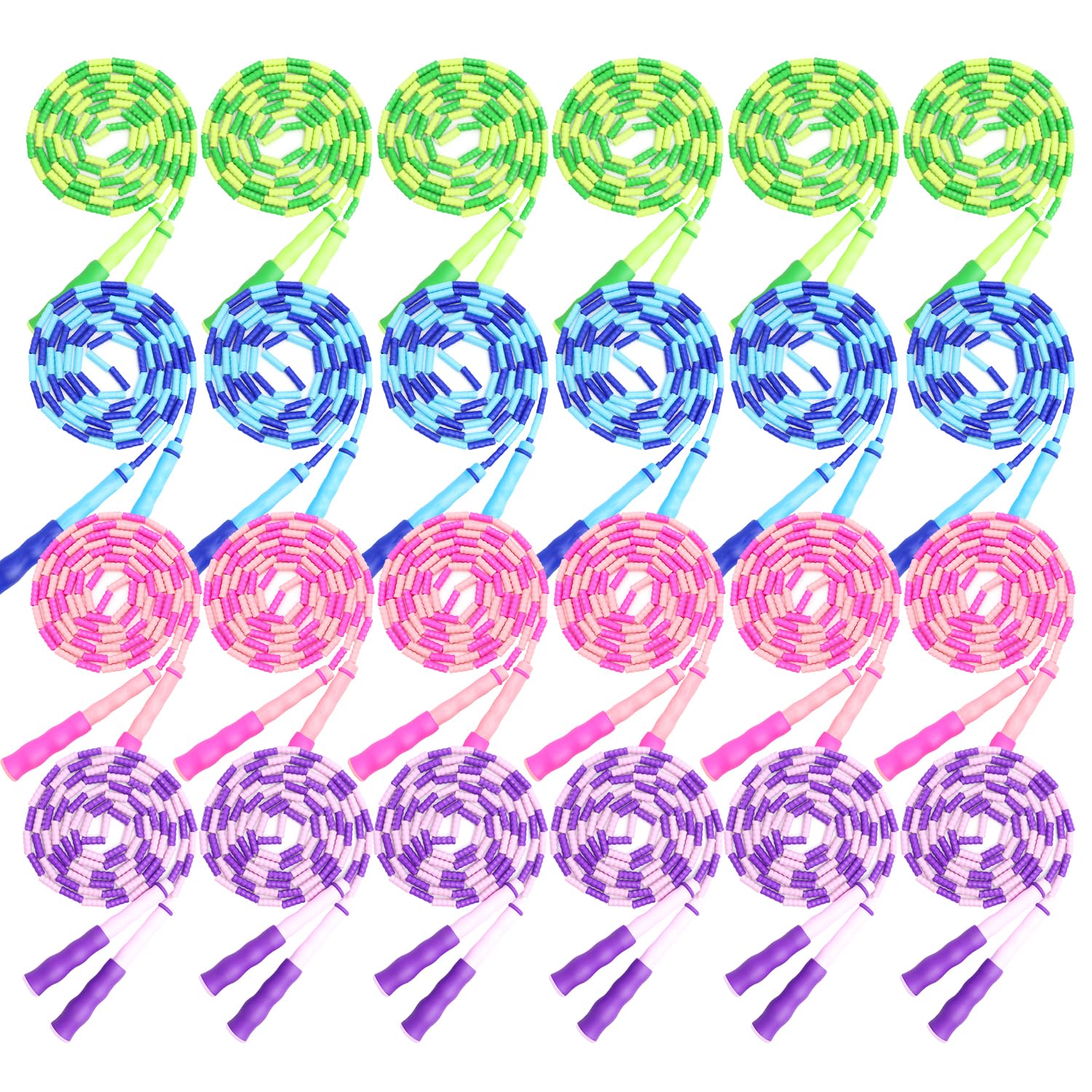 24 Pack kids Jump Ropes, Adjustable Free Segmented Skipping Rope with Soft Beaded,9.2 Feet Jumping Rope for Women Men Workout Exercise Lose Weight