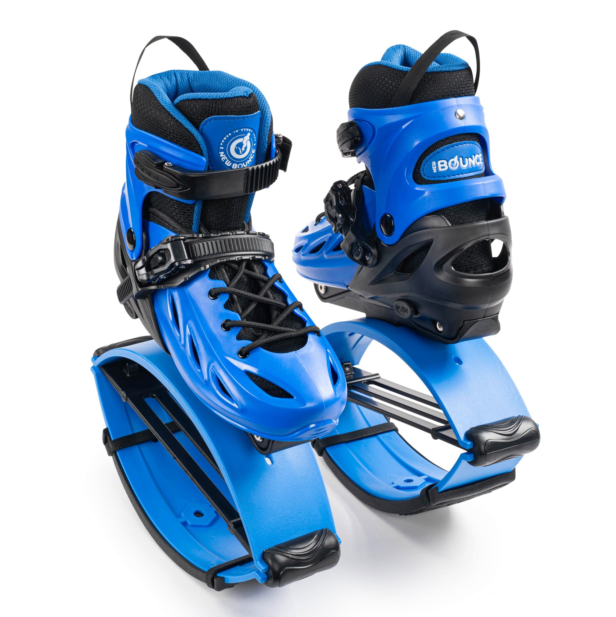 New Bounce Jumping Shoes for Kids - Premium Moon Boots - Durable Kangaroo Jumpers - Strong, Safe and Adjustable Fit, Perfect for Exercise and Fun - New & Improved Edition (Large, Blue) Blue Large (38-42 EU)