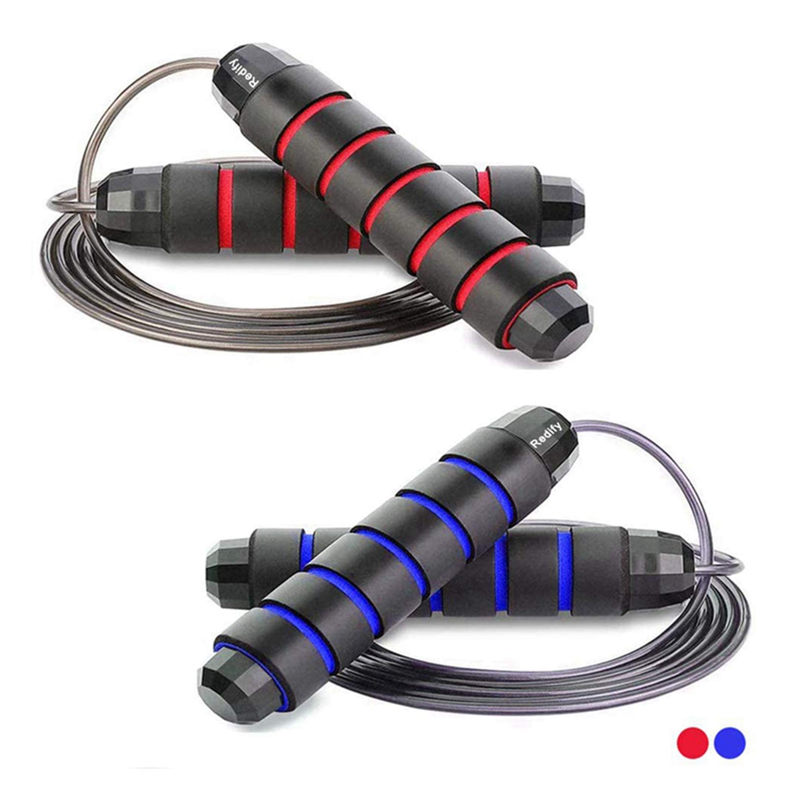 Redify Jump Rope,Jump Ropes for Fitness for Women Men and Kids,Speed Jumping Rope for Workout with Ball Bearings,Adjustable Skipping Rope for Exercise&Slim Body at Home School Gym Red,Blue
