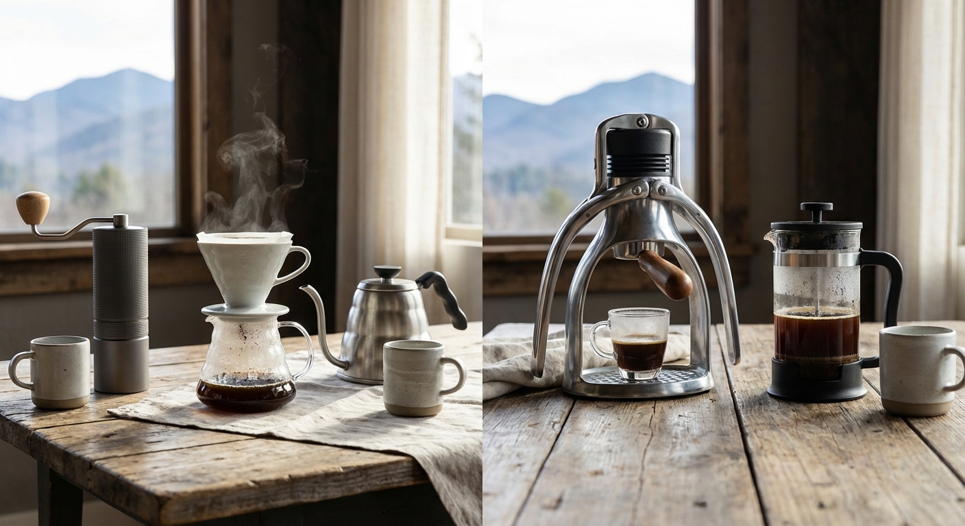 comparison of products on a rustic wooden table