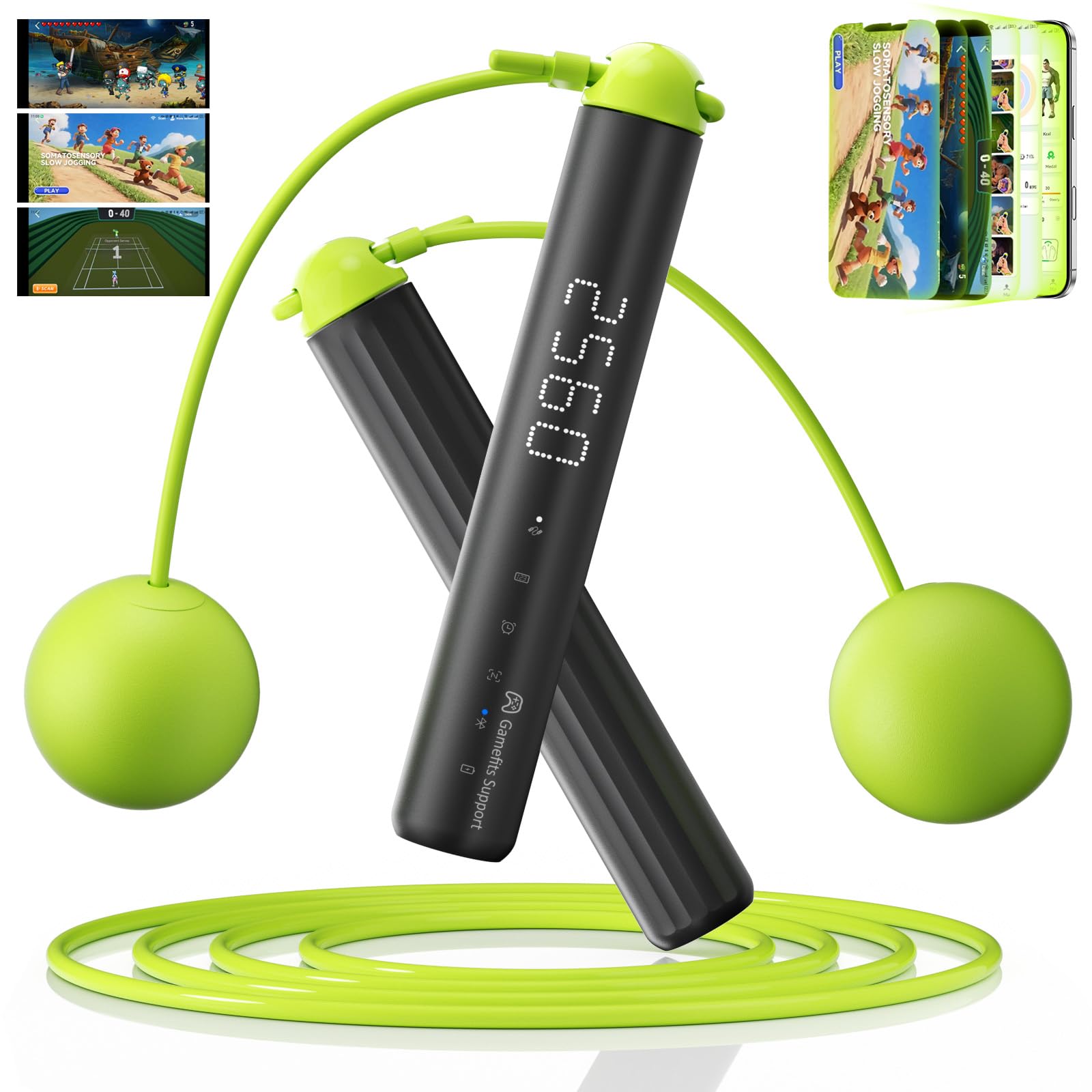 Smart Jump Rope with 9-Axis Gyroscope,Wireless Jumping Rope,Supports Somatosensory Games Real-time Data Tracking via App,Fitness Jump Rope for Kids and Adults Ideal for Home or Gym SJ600
