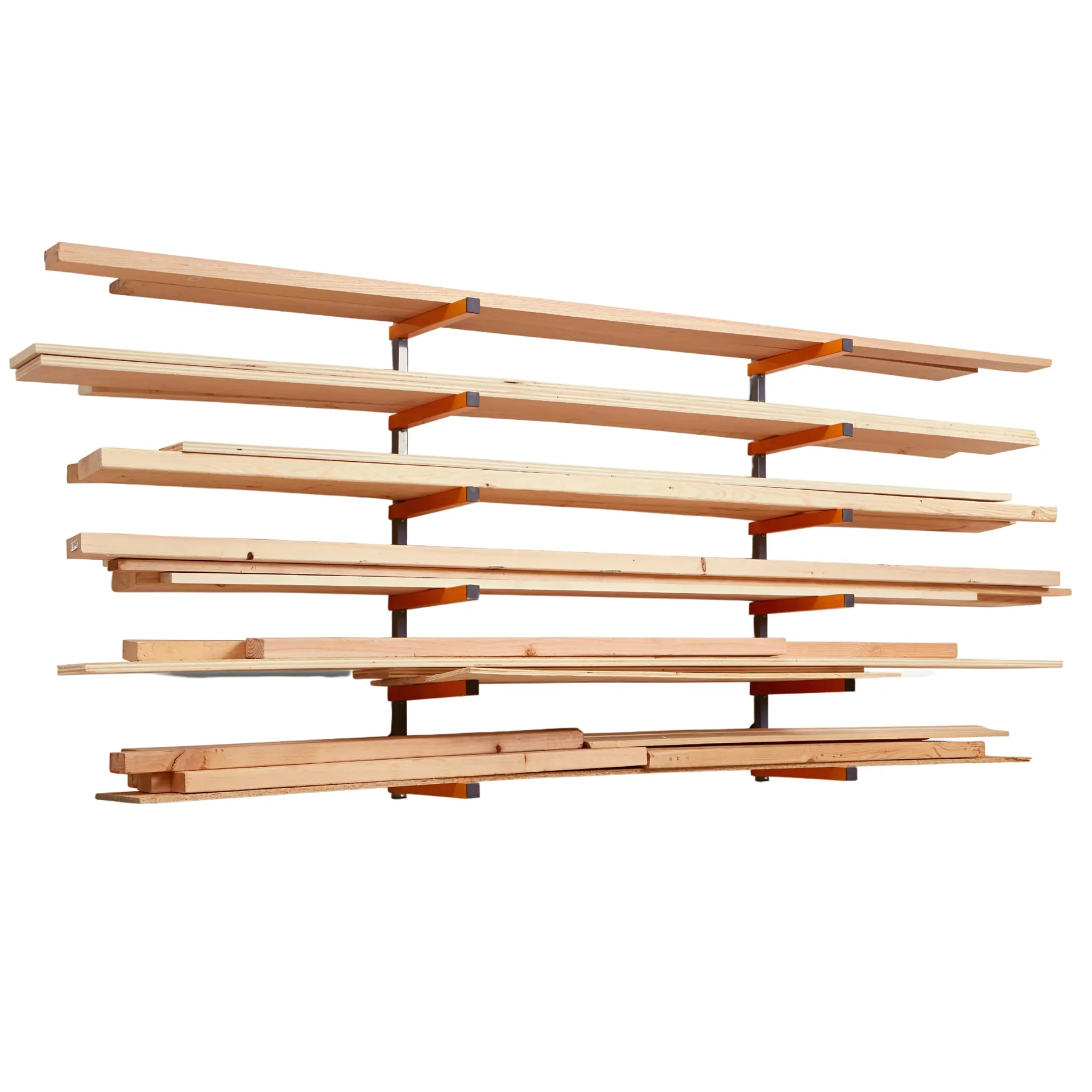 Bora Wood Organizer and Lumber Storage Rack with 6-Level Wall Storage Racks – Indoor and Outdoor Use, In Orange PBR-001 Orange Organizer