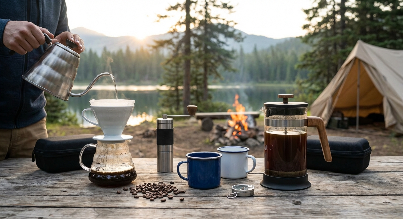 comparison of products side by side on a wooden camp table