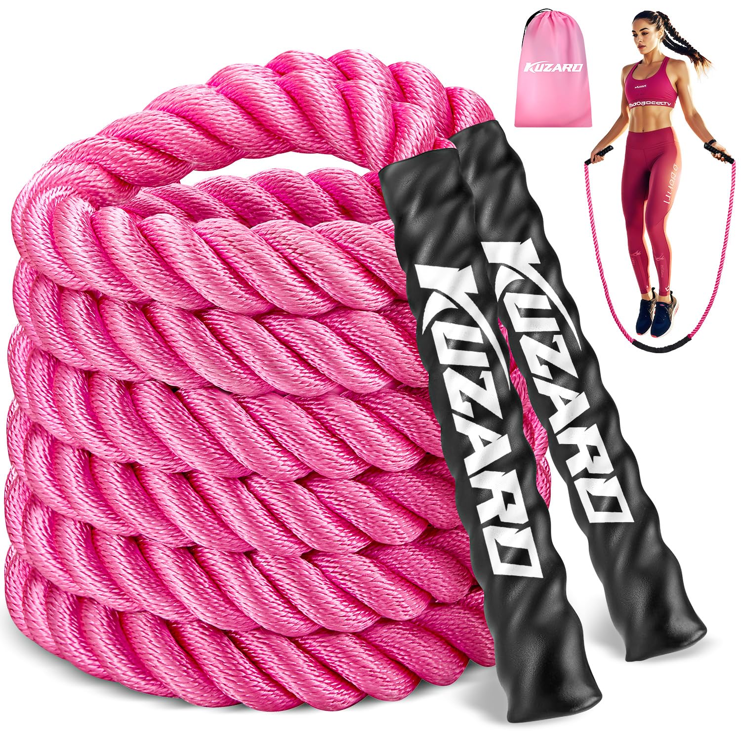 Jump Rope, Weighted Jump Rope for Women, Heavy Jump Ropes for Fitness, Home Gym Exercise Equipment, Adult Skipping Rope for Improve Strength, Weight Loss, Boxing Training,Total Body Workout Equipment Pink 1.5lb