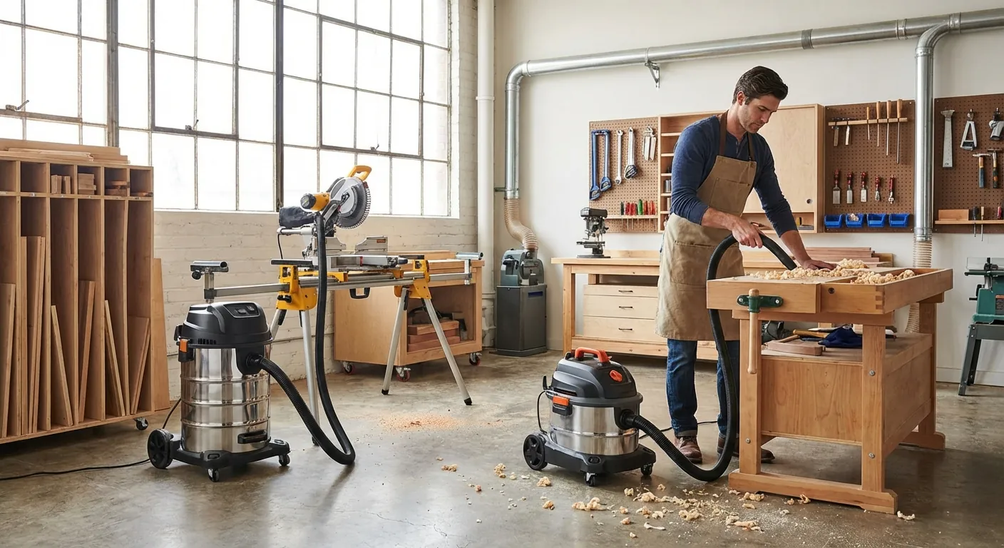 comparison of shop vacuums in a woodworking environment