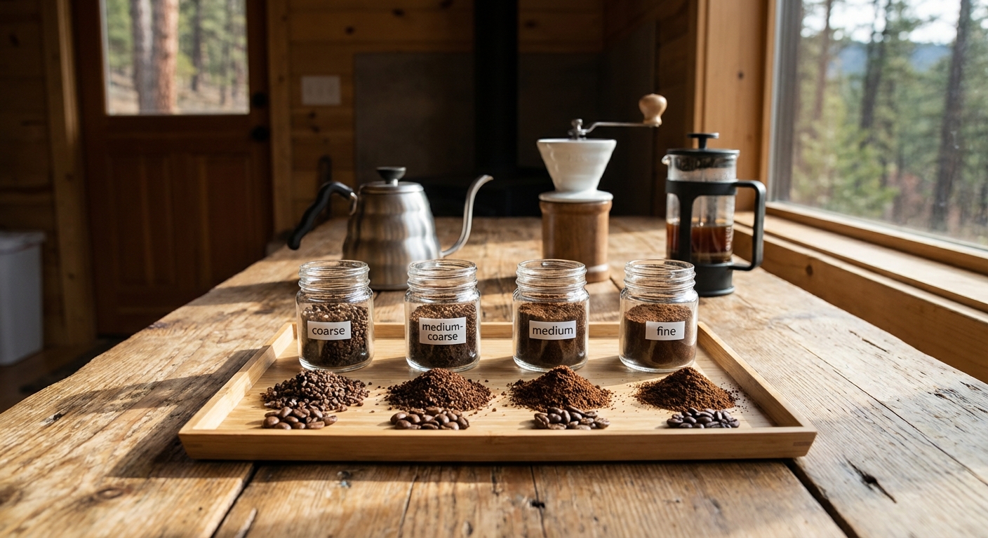 buying guide visual showing different coffee grinds