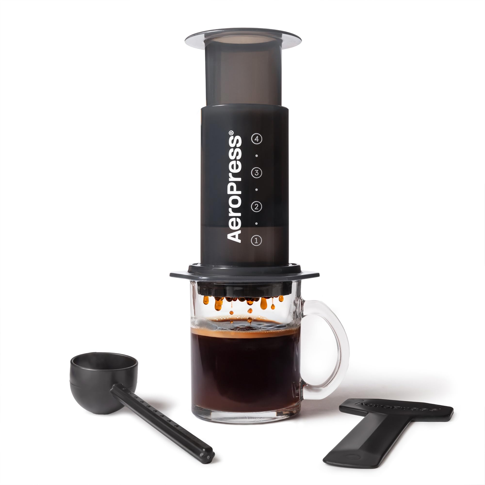AeroPress Original Coffee Press - All-in-One French Press, Pour-Over & Espresso Style Manual Brewer, 2 Min Brew for Less Bitterness, More Flavor, Small Portable Coffee Maker, Travel & Camping Standard Gray
