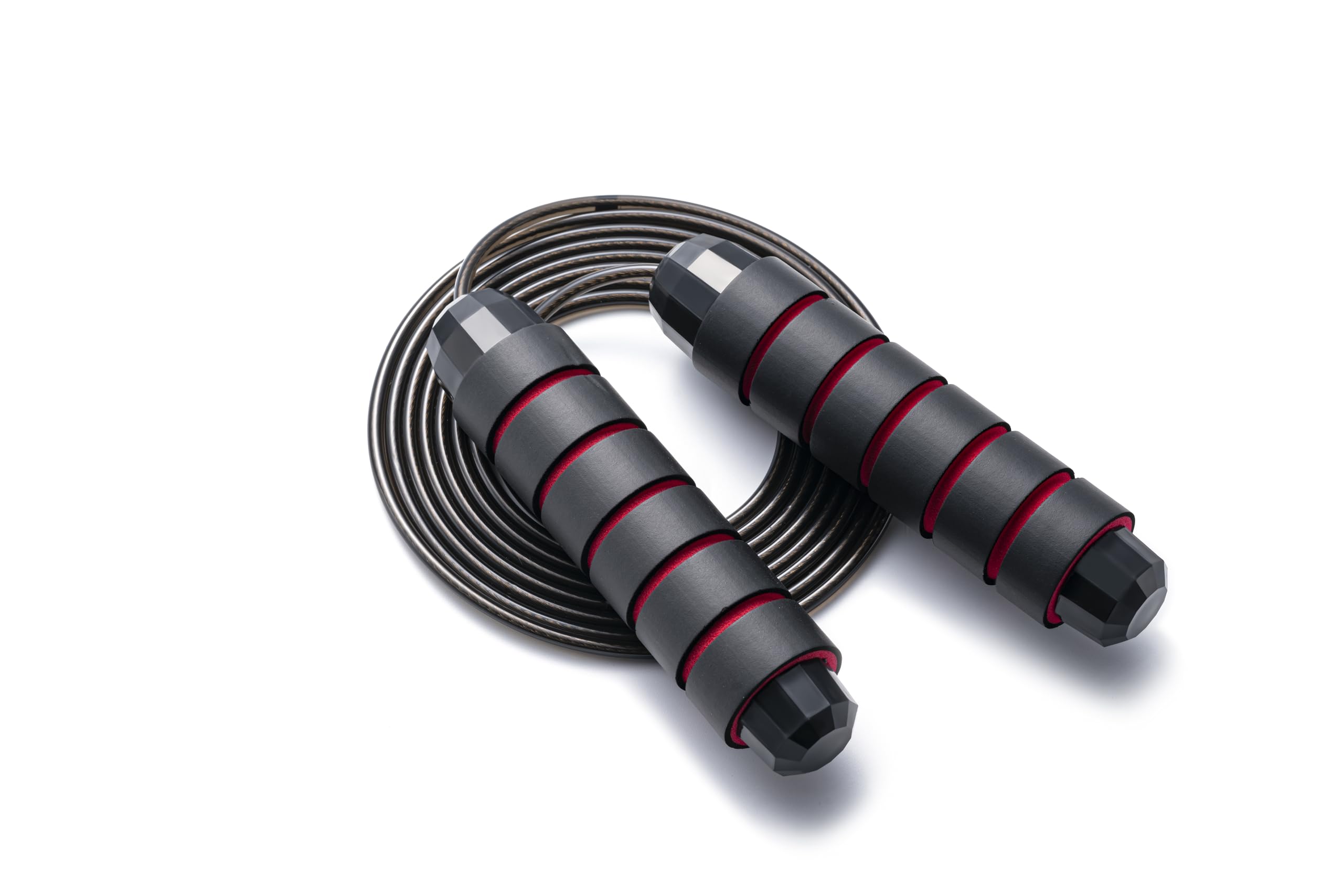 BOOMIBOO Jump Rope, Adjustable Jump Ropes,Skipping Rope Tangle-Free Rapid Speed with Ball Bearings for Women Men Kids,Exercise & Slim Body Jumprope at Home School Gym Red