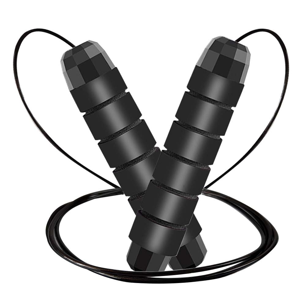 Jump Rope, Adjustable Jump Ropes for Fitness for Women Men and Kids Tangle-Free Rapid Speed Jumping Rope Cable with Ball Bearings Exercise&Slim Body at Home School Gym Black