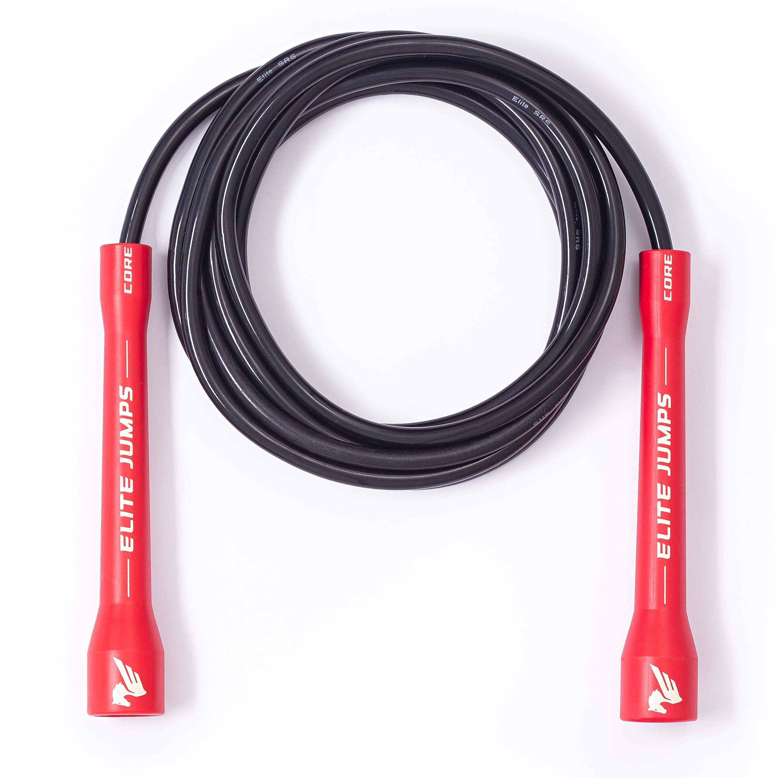 Elite Jumps Core Jump Rope - Indoor/outdoor adjustable jump rope for Training and Fitness - 6mm PVC Skip Rope for Fitness - Unbreakable Handles with Tangle-Free Jumping Rope for Workout Red & Black