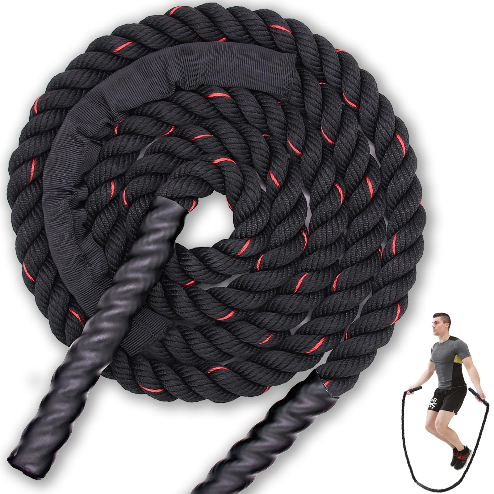 Jump Rope, Weighted Jump Rope for Men Women, Heavy Jumping Ropes for Fitness, Adult Skipping Rope for Home Gym Exercise, Improve Strength and Building Muscle Workout Equipment 2.8LB