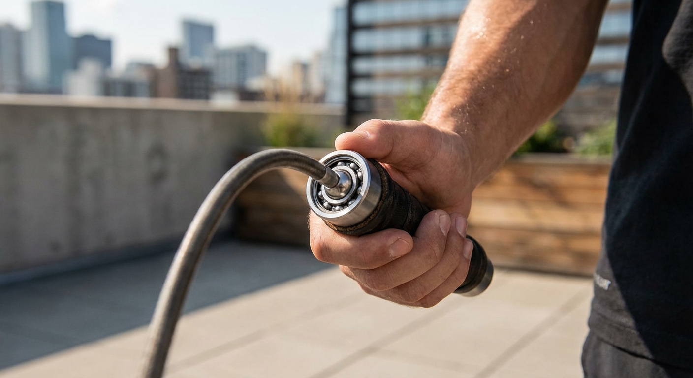 Close-up of high-quality ball bearings in a jump rope handle